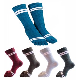 MWMart - Calcetines deportivos de algodón con cinco dedos para correr para hombres y mujeres, paquete de 5, Gris oscuro, gris claro, azul, rojo, zacate verde, 10