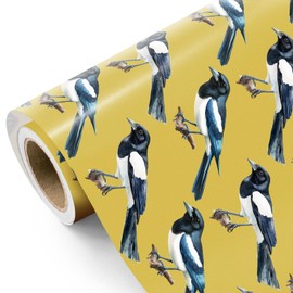 WRAPAHOLIC Magpie Wrapping Paper Roll - Mini Roll - 17 Inch x 16.5 Feet - Pigeon Bird Wrapping Paper for Bird Lovers, Birthday, Baby Shower, Wedding