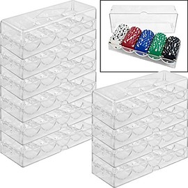 CLEAR ACRYLIC POKER CHIP TRAYS WITH LIDS (PACK OF 10)