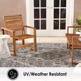 Home Dynamix Nicole Miller Patio Country Dahlia Indoor/Outdoor Area Rug 7'9"x10'2", Traditional Medallion Gray/Black