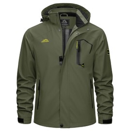 TACVASEN Men's Jacket Lightweight Rain Jacket Water Resistant Jacket Green Coat Shell Jacket Hiking Jacket Fishing Jacket Camping Jacket