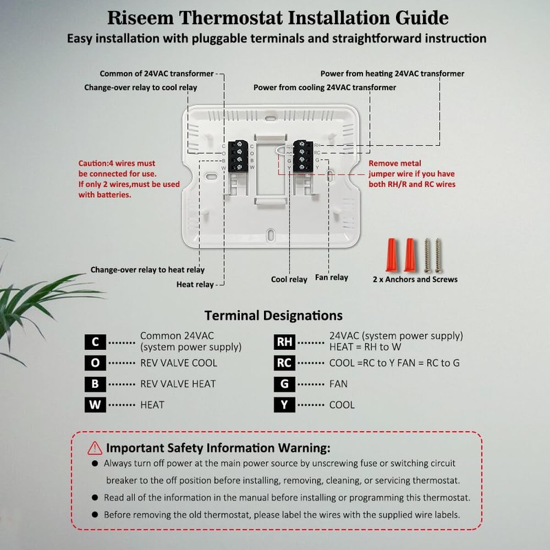NonProgrammable Thermostat for Home, Single-Stage Systems,Digital Energy-Saving Thermostat,1 Heat/1 Cool,