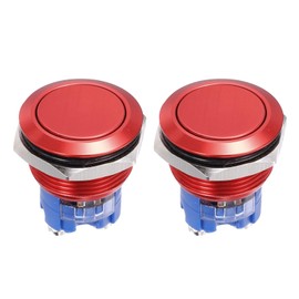 DMiotech 19mm / 3/4" Push Button Switch, IP66 1NO 0-250V 5A Latching Push Button Starter Light Switch Self-locking, Aluminum Alloy Flat Head Red 2 Pcs