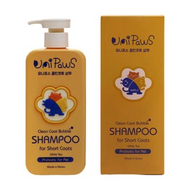 Unipaws Clean Coat Shampoo(for Short Coats),Care and Soothing Effects for Skin Troubles,The Formula with Added probiotics Helps Restore Moisture Dog's Coat,Reduce Sensitive Reactions(Made in Korean)