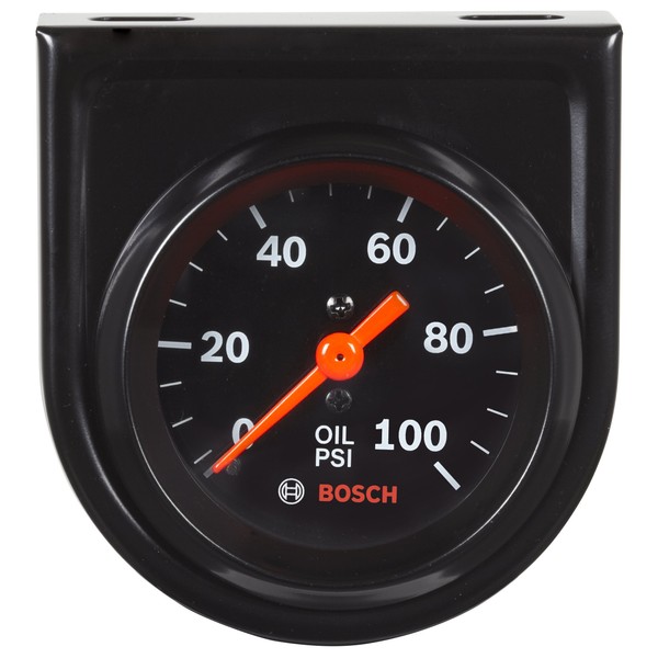 Actron Bosch SP0F000052 Style Line 2" Mechanical Oil Pressure Gauge (Black Dial Face, Black Bezel)
