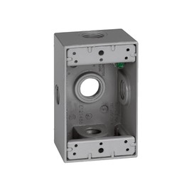 SIGMA ENGINEERED SOLUTIONS 14251-5X Metal Electrical Outlet Box, Weatherproof, Easy Mount Plug and Receptacle Protector, Gray, (5) 1/2-Inch Holes, 1 Gang Box with Side Entry