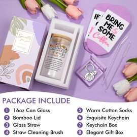 Thank You Gifts for Women, Employee Appreciation Gifts for Coworkers Office Gifts, Farewell Christmas Thank You Gifts Basket for Employees Boss Day Teacher Nurse Mom Her Hostess w/ 16Oz Can Glass Cup