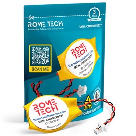 Rome Tech CR2032 CMOS BIOS Battery for Dell Inspiron 14z 5423, Latitude 3301, 3410 - Laptop Backup 3V RTC CR 2032 Battery with 2 Wire Cable