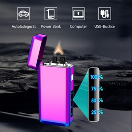 YOZWOO Electric Lighter Type-C Rechargeable Lighter Plasma Lighter High Power Flame Arc Lighter Windproof Electronic Lighter with Smart Chip for Candles, Incense with High-Grade Gift Box(Ice Colour)