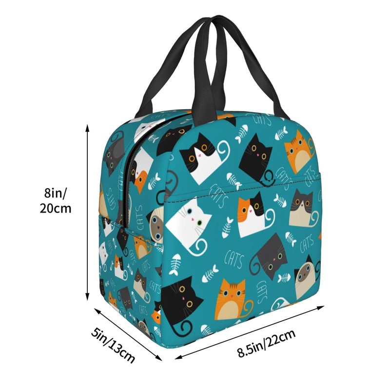 JIMOWANG Funny Cats Portable Lunch Bag Compact Tote Bag Reusable
