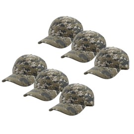 Gelante Plain Blank Baseball Caps Adjustable Back Strap Wholesale Lot 6 Pack, Digital Camo, One Size
