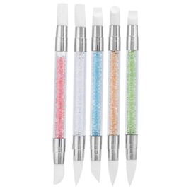 5 Piezas Cepillo de Silicona Para Uñas, Gel de Uñas Para Tallar Pluma Herramientas de Grabación En Relieve Huecas Diseño de Diamantes de Imitación Escultura Pincel Para Tallar Pluma Accesorios