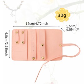 Rolin Roly Leather Jewelry Roll,Portable Jewelry Storage Travel Jewel Bag for Necklace Bracelets,Ring, Gifts for Women (Pink)