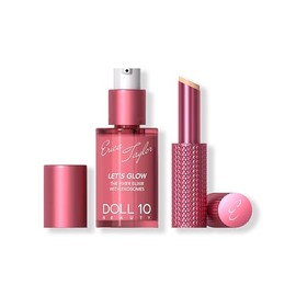 DOLL 10 X Erica Taylor - Let's Glow Duo- Brightening Face Serum + Face & Under Eye Balm Stick - Hydrating Makeup Prep Set for Radiant, Refreshed Skin- Hyaluronic Acid, Niacinamide, NAD- Fair to Medium