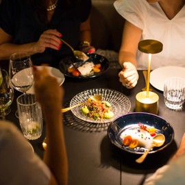 Barryca 2 Pack Cordless Table Lamp Rechargeable - 3 Color Touch Dimmable IP54 Metal, Portable Battery Operated for Home Restaurant Outdoor Patio(Gold)