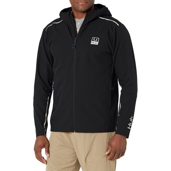 HUK Men's Standard ICON X Light Weight Wind & Water Resistant Jacket, Black, Large