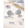 Suplight 925 Sterling Silver Valknut Viking Rune Stud Earrings Flat