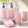 Pink Bathroom Accessories Set 6Pcs, Acrylic Soap Dispensers 2Pcs, Soap