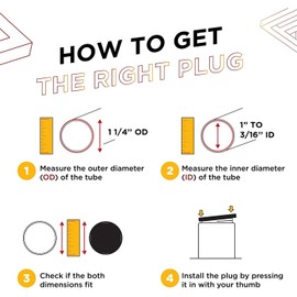 Prescott Plastics 1 1/4” (31.75 mm) Outer Perimeter Flexible Plastic Hole Plugs, Square Black Metal Tubing End Caps, Strong Furniture Leg Inserts, Impact & Weather Resistant, Made in The USA - 4 Pack