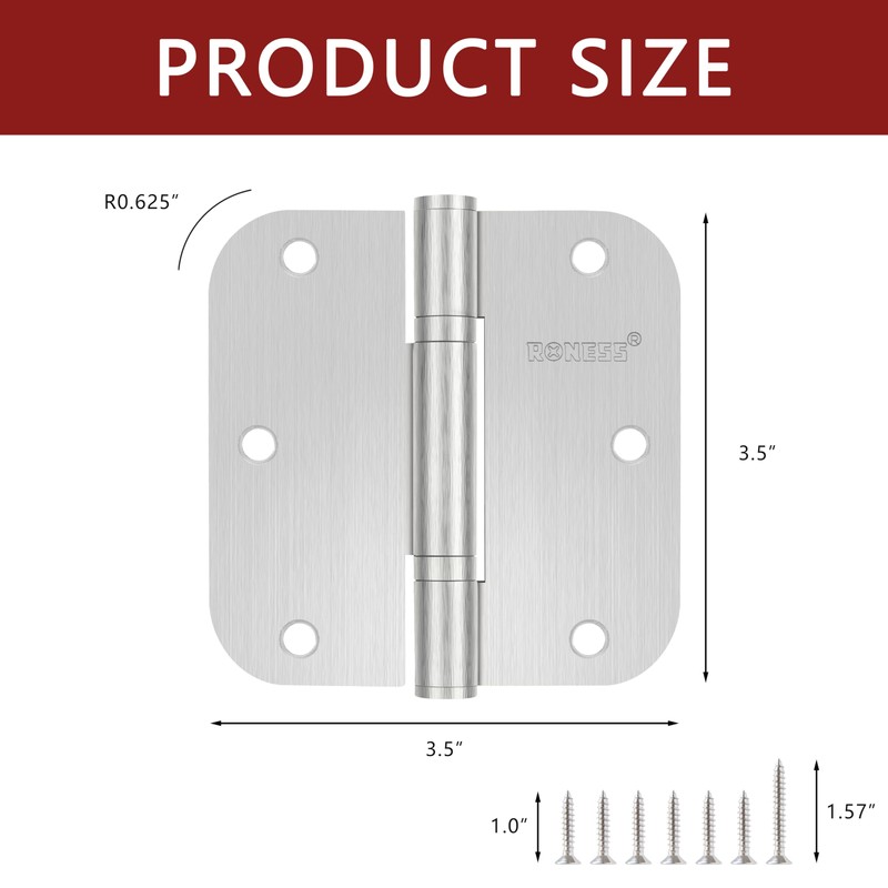 24 Pack Door Hinges 3.5'' Premium Stainless Steel Door Hinges