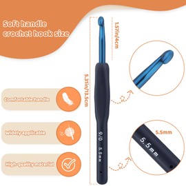BUOKKON 5.5 mm Crochet Hooks, Crochet Needle, Ergonomic Soft Grip Handle Crochet Hook for Arthritic Hands, Knitting Needles for Beginners, Adults and Crafters