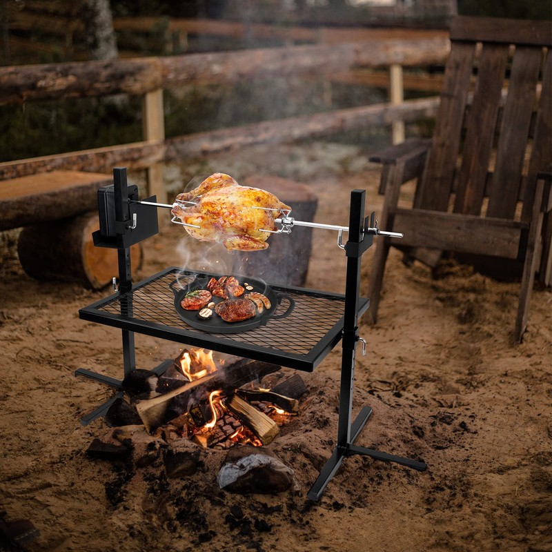 onlyfire Adjustable Outdoor Camping Rotisserie Grill System and Spit Kit