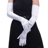 Lansian Women's 21'' Long Satin Gloves White Elbow Length 1920s