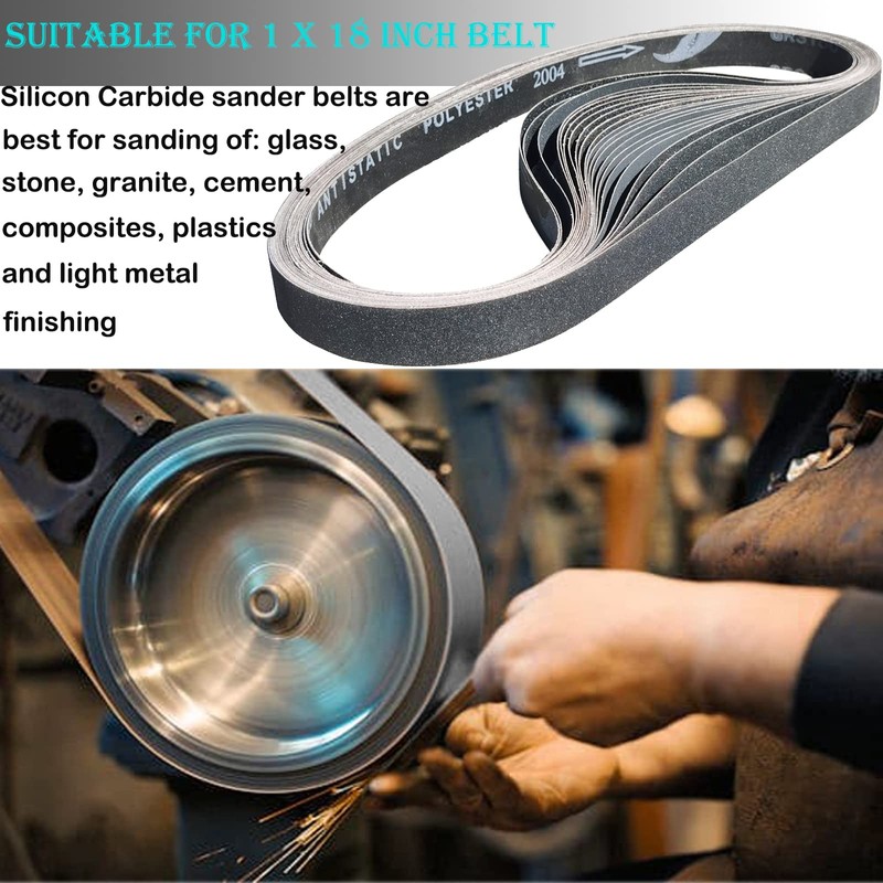 24 PCS 1 x 18 Inch Silicon Carbide Sanding Belts