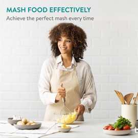 Navaris 2in1 Stainless Steel Potato & Bean Masher - Mix & Mash Kitchen Tool for Mashing Potatoes, Avocado, Beans - Ergonomic Handle & Easy to Clean - Multi-Purpose Food Smasher