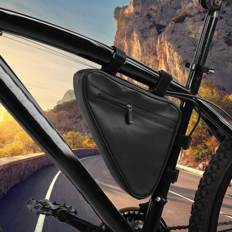 Black Tear Resistance Nylon Triangular Bicycle Kettle Front Beam Bag