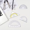 3 Pieces Transparent Protractors and 1 Piece Triangle Ruler, Plastic
