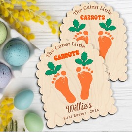 JsonShp DIY Easter Footprint Sign Board, The Cutest Little Carrots Mistletoes Sign, Easter DIY Craft, Baby Footprint Kit, Baby Gifts for Boys Girls, Easter 2025 Footprint Sign