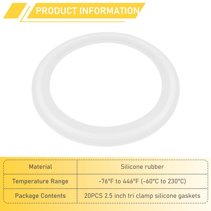 RIXIGOOD 20PCS 2.5 Inch Tri Clamp Silicone Gasket for 2.5"