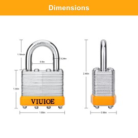 VIUIOE 12 Pcs Laminated Padlocks with Same Key for Door, Luggage, Gate, Storage, Fence, Cabinet, Garage, Shed, Latch - Weather Resistant