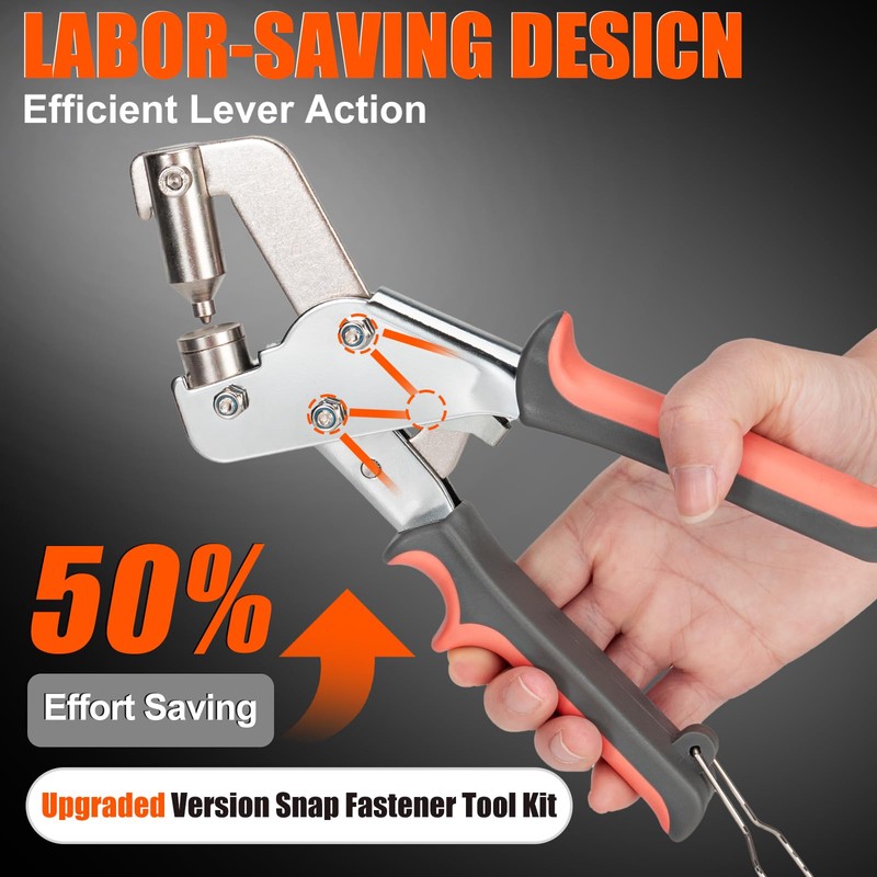 Heavy Duty Snap Fastener Tool with Case, Button Snap Replacement