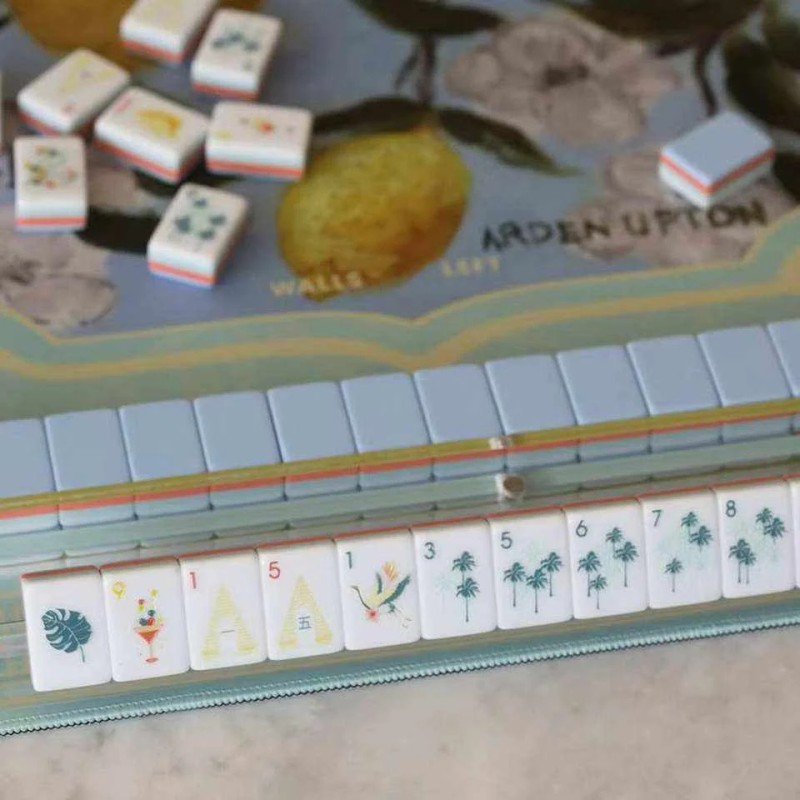4-Layer Engraved American Mahjong Set, 1-7/16" Cornflower Blue 160-Tile Teal