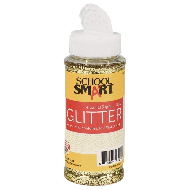 School Smart Craft Glitter, 4 Ounce Jar, Gold