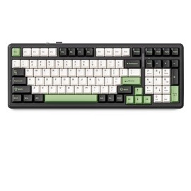 Aula F99 Pro Cherry Profile Mechanical Keyboard, Triple Mode Connected RGB Backlit Gaming Keyboard with Numpad and Knob for Gaming and Office(White with Green and Black)