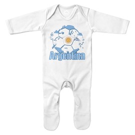 Purple Print House Argentina Flag Football Romper Suit Argentinian Soccer Fútbol Tournament Supporters 2022 Baby Gifts for Boys Girls, 0-3 Months, White