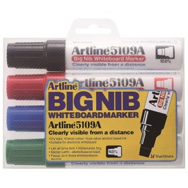 Artline 5109A Big Nib Assorted Colour Whiteboard Marker (Wallet of 4) Colour Marker Pens Whiteboard Pens for school and office supplies