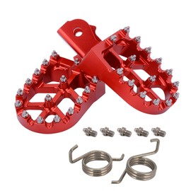 Dirt Bike Footrests, Motorcycle CNC Aluminium Alloy Wide Footrests with Springs for Sur Ron Light Bee Electric Bicycle CRF150F CRF230F 2003-2019 Red