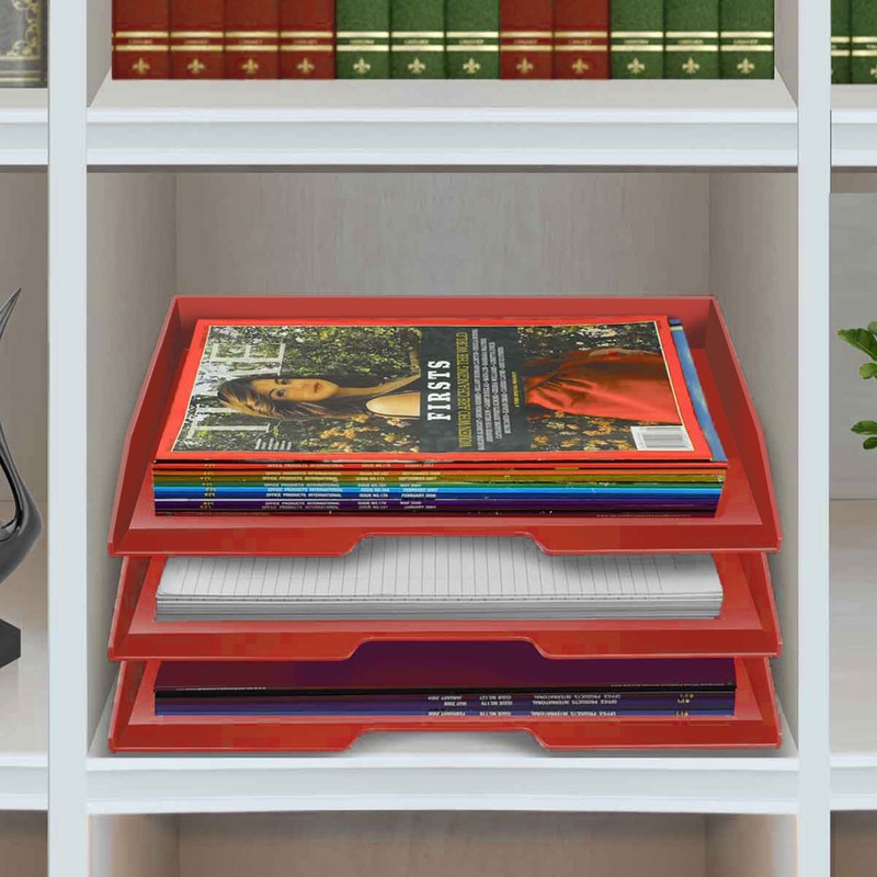 Acrimet Stackable Letter Tray 3 Tier Side Load Plastic Desktop