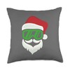 Funny Hipster Santa with green Ski Goggles Snowboard Throw Pillow