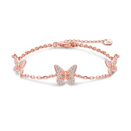 Clufantric Butterfly Bracelet for Women 18K Rose Gold Plated Bracelets with Cubic Zirconia Jewelry Gift for Woman Wife Her Girlfriend