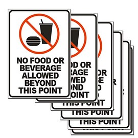 No Food or Beverage Allowed Beyond This Point Sticker Sign 6 Set 10 X 7 Inch 5 Mil Vinyl Laminated for Ultimate Protection Durability Self Adhesive Decal UV Protected Weatherproof (D)