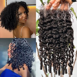 3C4A Burmese Curly Human Hair Transparent HD Lace Closure 12 Inch Unprocessed Burmese Raw Hair Real Human Hair 16A Natural Color Human Hair 5x5 Lace Closure Pre Plucked
