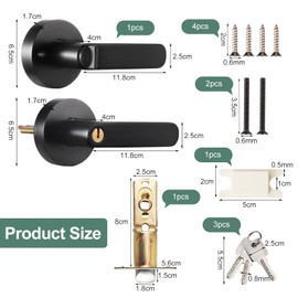 Coolty Lever Door Handle with Lock and Key, Entrance Door Handle Set, Exterior Door Handle Front Lockset for Bedroom/Bathroom/Office/Work Place (Black)