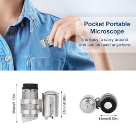 Rongon Small Magnifying Glass 45X Mini Pocket Microscope Jeweler Loupe Magnifier with 2 LED Lights for Jewelry Antiques