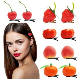 3D Fruit Hair Claws 10 PCS Set for Women Teens Girls, SourceTon Realistic Peach, Orange, Strawberry Clips, Non-Slip Grip for Thick Hair, Cute Hair Accessories for Daily Use (Spring Summer Styles)