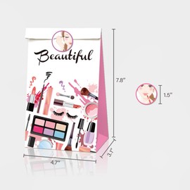 QYCX Spa Makeup Party Decorations, Spa Makeup Theme Birthday Party Supplies, Spa Makeup Candy Bags Spa Makeup Gift Bags Make Up Party Favor Bags Spa Day Gift Boxes for Baby Shower Girl Decorations